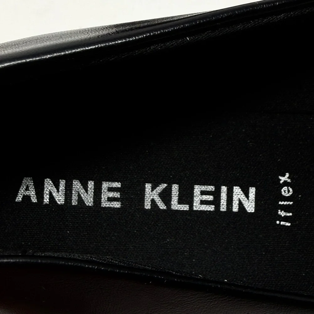 Anne Klein Marion Black Wedge Pumps Patent Shoe Women 9.5M Preppy Office Minimal